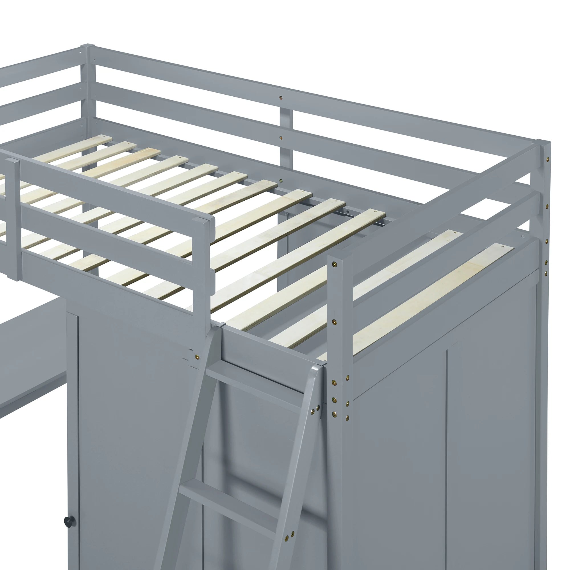 Loft Bed Made of Wood with Desk and Wardrobe for Bedroom childrensterritory