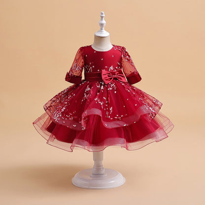 Flower Embroidery Tulle Princess Dresses for Kids Girl Birthday childrensterritory
