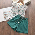 Kids Girls 2Pcs Clothing Sets/T-shirt+Print Bow Skirt