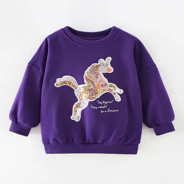 Full-Sleeve Cartoon Print Sweatshirts For Girls