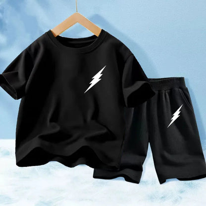 Kids Boys Music Headset Print T-shirt and Shorts Set childrensterritory