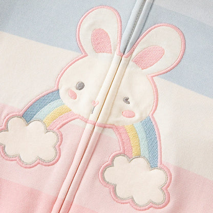 Girls Cartoon Printed Striped Hooded 2pcs Tracksuit childrensterritory