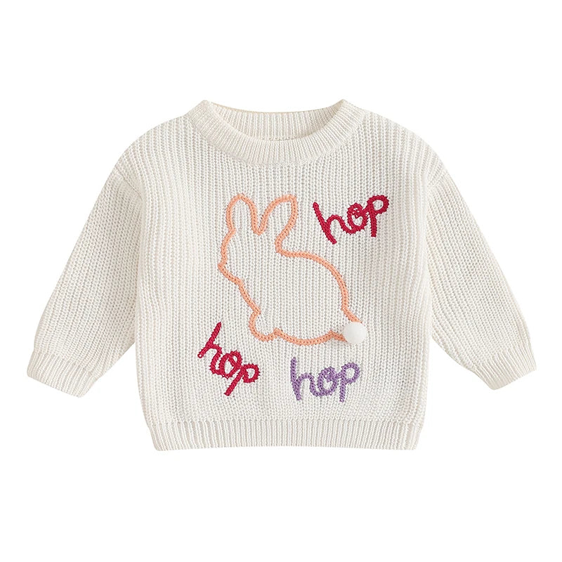 Infant Unisex Crewneck Bunny Applique Soft Knitwear childrensterritory