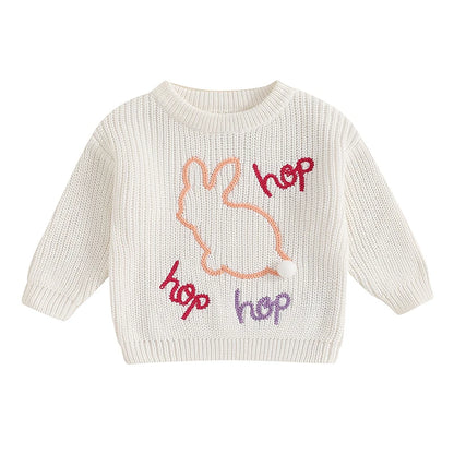 Infant Unisex Crewneck Bunny Applique Soft Knitwear childrensterritory