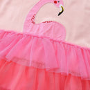 Kids Girls Cartoon Flamingo Pattern Layered Summer Dress childrensterritory