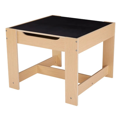 Kids Natural Color Wooden Storage Table and Chairs Set childrensterritory