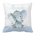 Custom Name Blue Elephant Print Baby Bedding Set