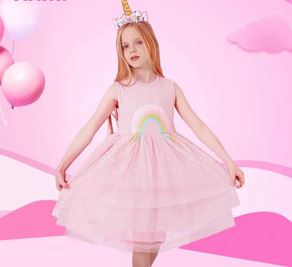 Kids Girls Sleeveless Sequin Princess Dresses for Summer childrensterritory