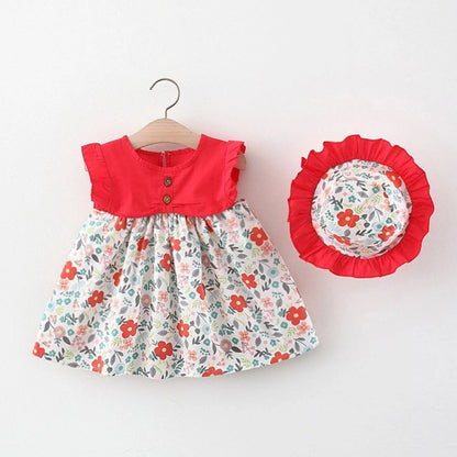 Baby Girls Cute Sleeveless 2 Pieces Stripe Pattren Dress Set childrensterritory