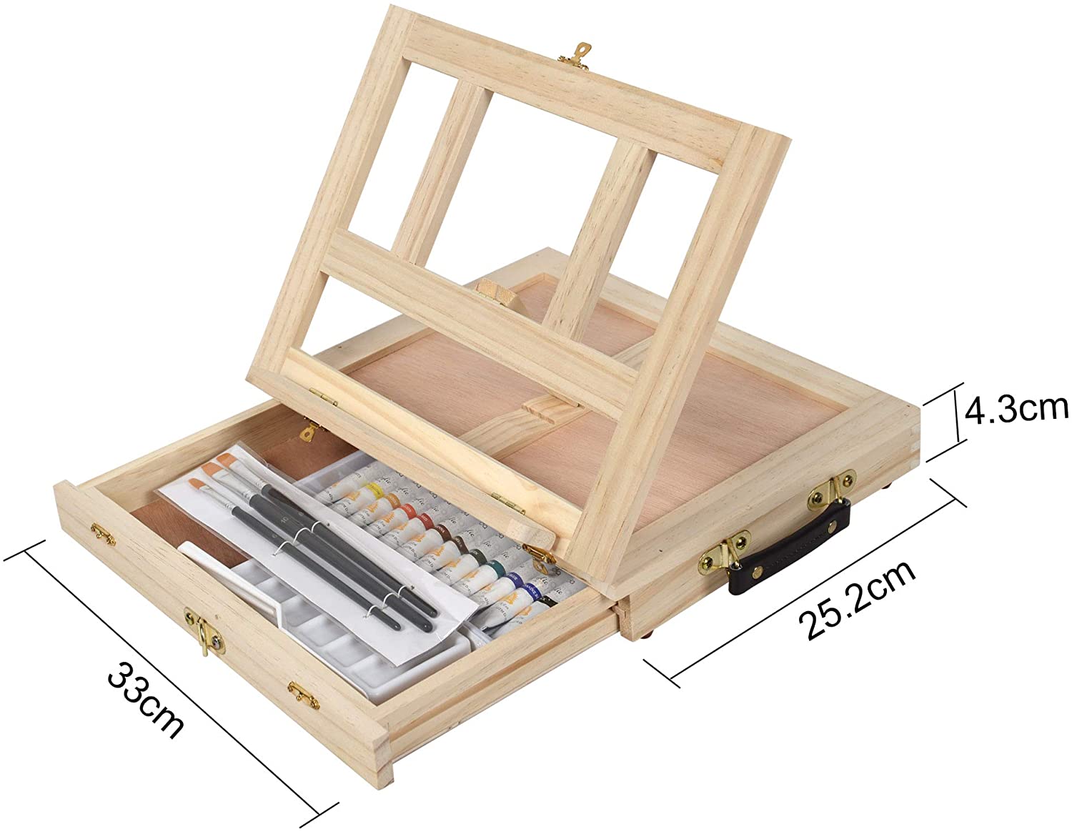 Multi-Layer Wooden Easel Box with Drawers for Stationery Storage childrensterritory
