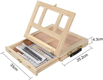 Multi-Layer Wooden Easel Box with Drawers for Stationery Storage childrensterritory