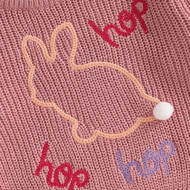 Infant Unisex Crewneck Bunny Applique Soft Knitwear childrensterritory