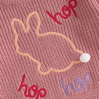 Infant Unisex Crewneck Bunny Applique Soft Knitwear childrensterritory