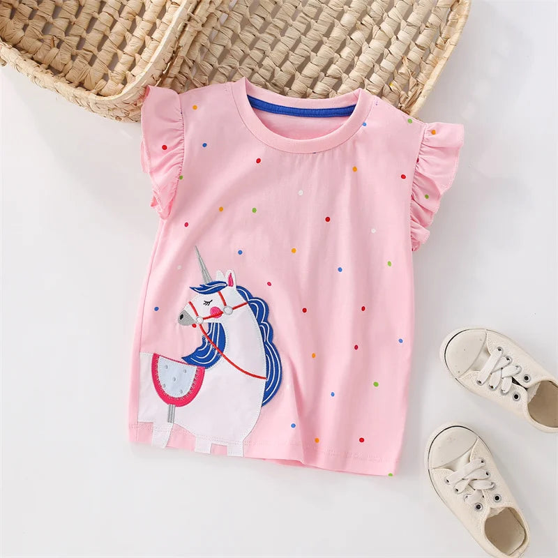 Little Girls Cartoon Rabbit Design Cotton Summer T-shirt