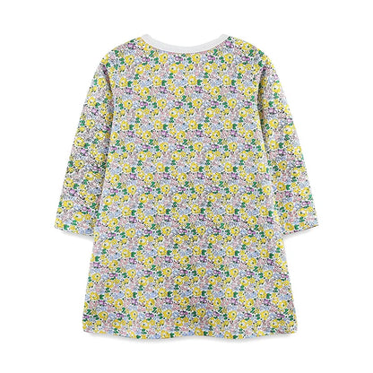Kids Girls Long Sleeves Cartoon Design Casual Dress childrensterritory