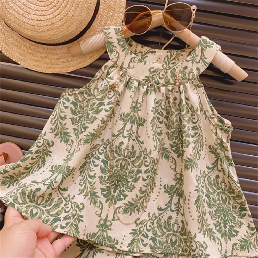 Floral Print Kids Girls Summer Clothing Set childrensterritory