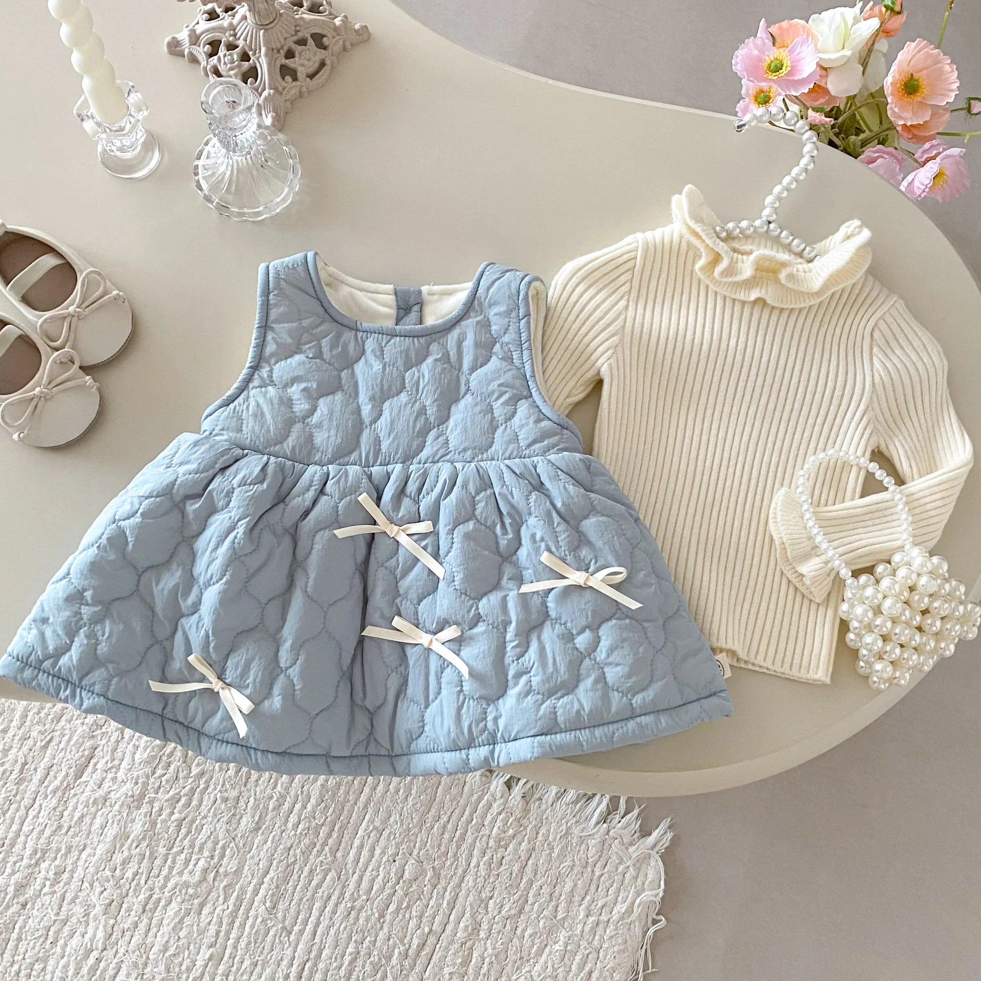 Baby Girls’ Elegant Sleeveless Winter Dress
