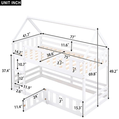 Fenced-in and Door-Equipped Twin-Over-Twin bunk bed