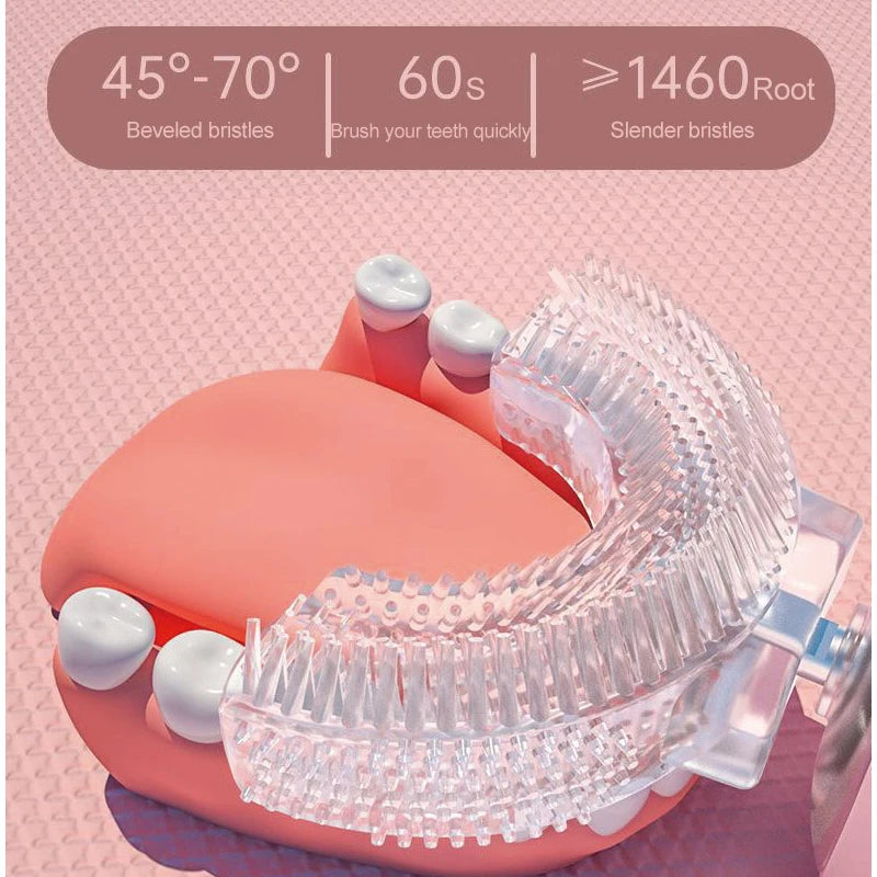 360-Degree Smart U-shaped Electric Cartoon Kids Silicone Toothbrush childrensterritory