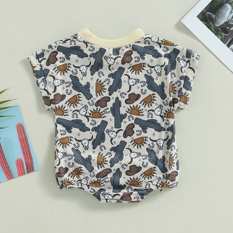 Baby Cactus Print Short Sleeve Romper