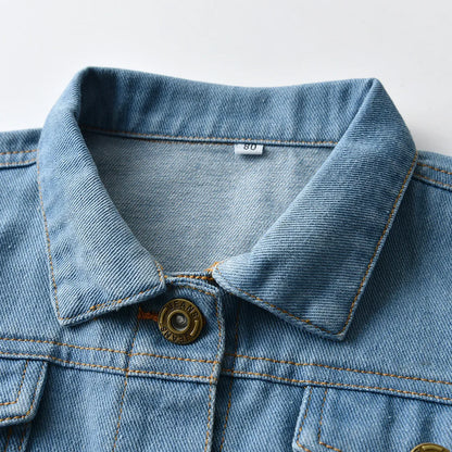 Baby/Kids Girls Boys Button Pocket Down Denim Jacket