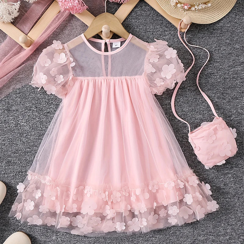 Flower Design Cute Summer Princess Dresses for Girls