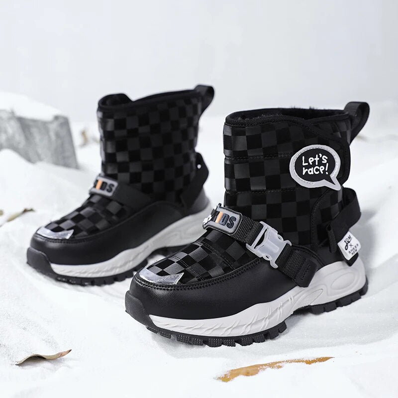 Kids Warm Plush Rubber Sole Outdoor Boots for Winter childrensterritory