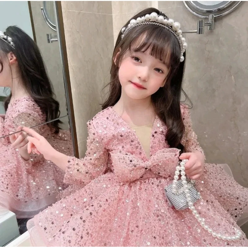 Cute Shiny Ruffles Design Tutu Summer Party Dress for Girls
