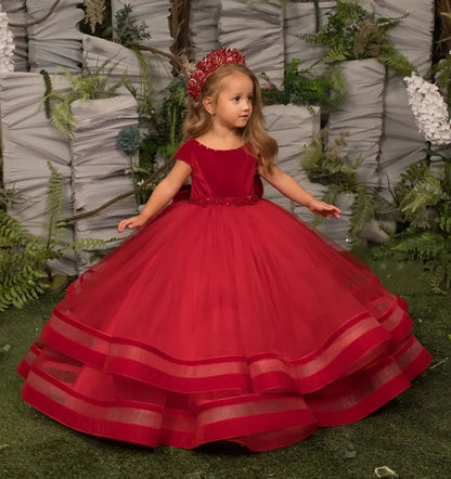 Puffy Layers Big Bow Little Princess Dress for Girls