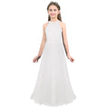 Kids Girls Halter Lace Design Chiffon Long Prom Ball Gowns childrensterritory