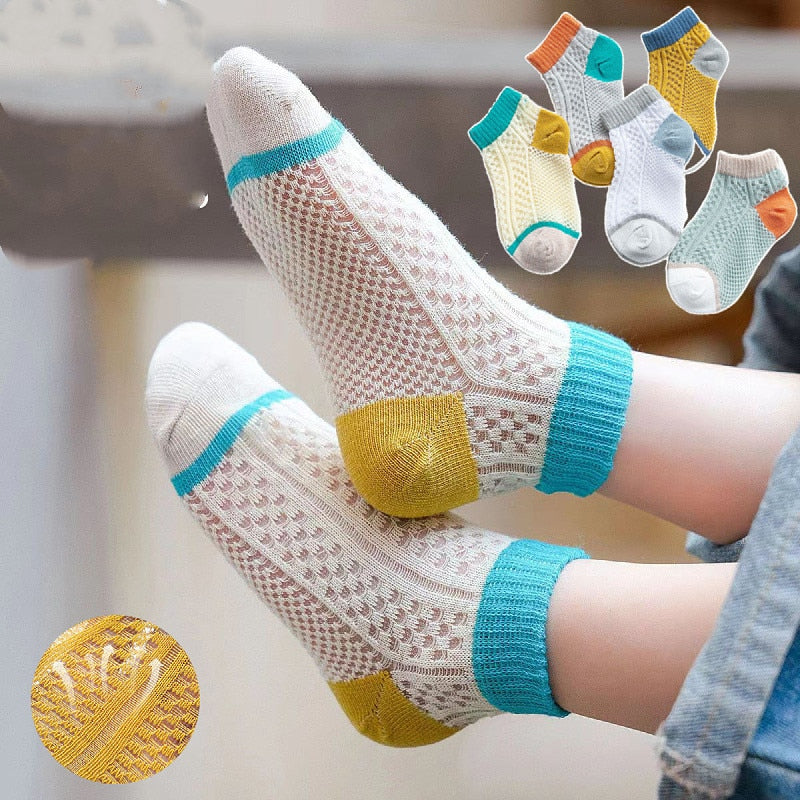 Baby/Kids 5 Pairs/Lot Breathable Casual Mesh Socks for Boy Girl childrensterritory