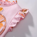 Girls Sleeveless Orange Lotus Leaf Print Summer Dresses childrensterritory