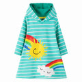 Long-Sleeved Cartoon Print Autumn Girls' Dresses