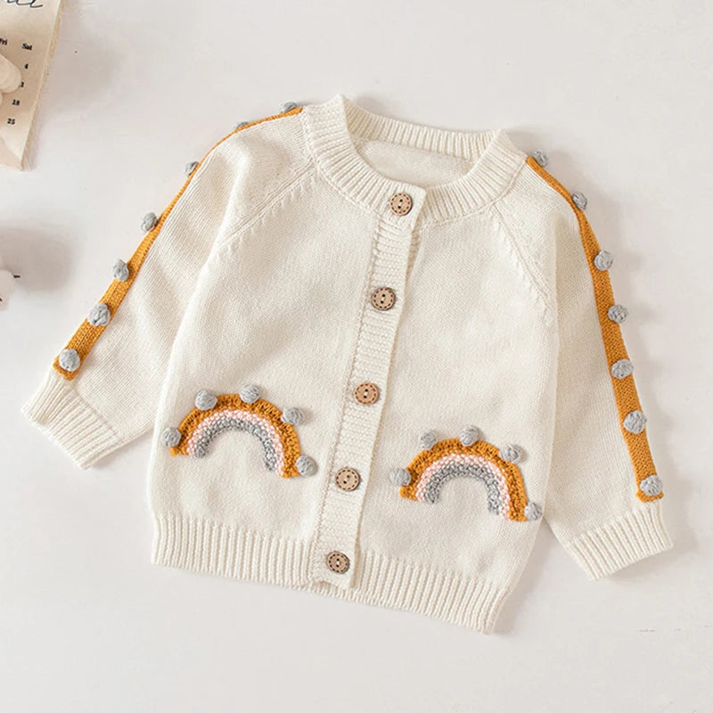 Baby Flowers Embroidered Long Sleeves Knitted Cardigans childrensterritory