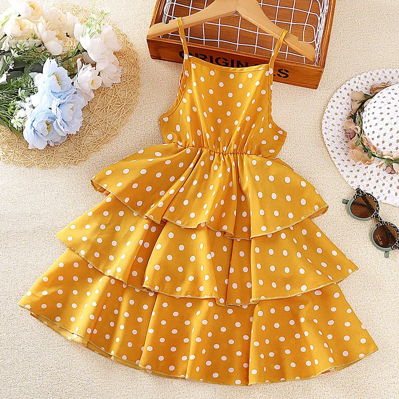 Kids Girls Polka Dot Stylish Summer Holiday Dresses childrensterritory