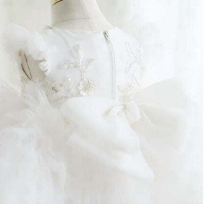 Pearl-Decorated Multilayared Baby Christening Dress childrensterritory