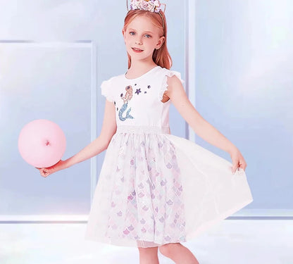 Kids Girl Mermaid Sequins Tutu Birthday Party Dresses childrensterritory