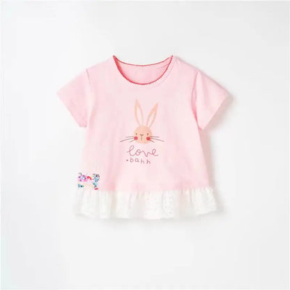 Half-Sleeves Cartoon Print Summer Casual Tops For Girls childrensterritory