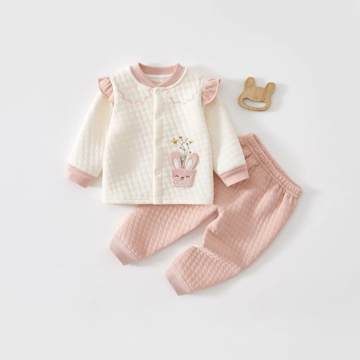 Baby Kids Long Sleeves Flower Design Winter Outfit Sets childrensterritory