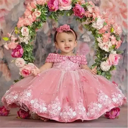 Butterfly Flowers Design Puffy Tulle Wedding Birthday Party Gowns