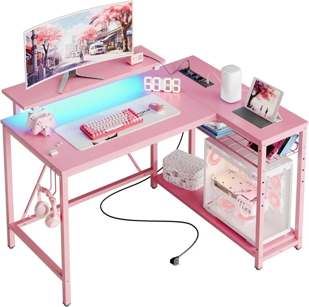 Corner Computer Desk with Reversible Storage Shelves childrensterritory