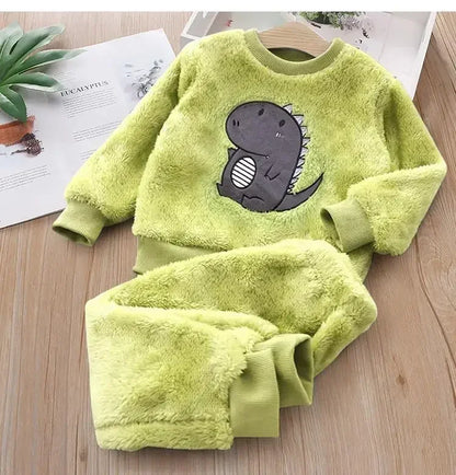 Girls Cartoon Design Long Sleeves Warm Clothing Set childrensterritory