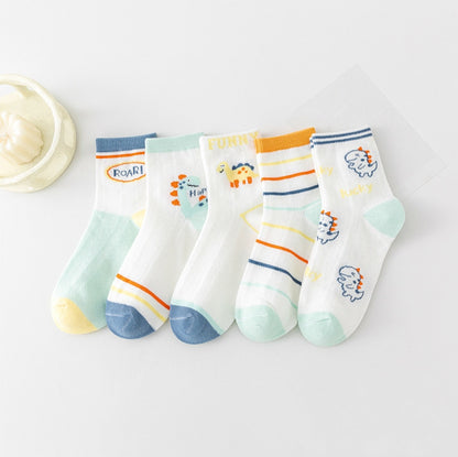 Baby/Kids 5 Pairs/Lot Breathable Casual Mesh Socks for Boy Girl childrensterritory
