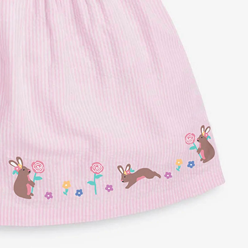Little Girls Elegant Cartoon Embroidered Summer Dresses childrensterritory