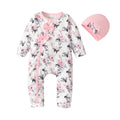 Baby Girl Long Sleeve Flower Bodysuit with Hat
