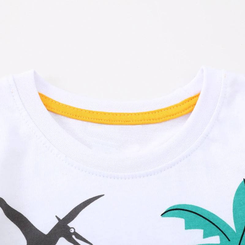 Little Boys Cartoon Dinosaurs Print Cotton T-Shirts childrensterritory