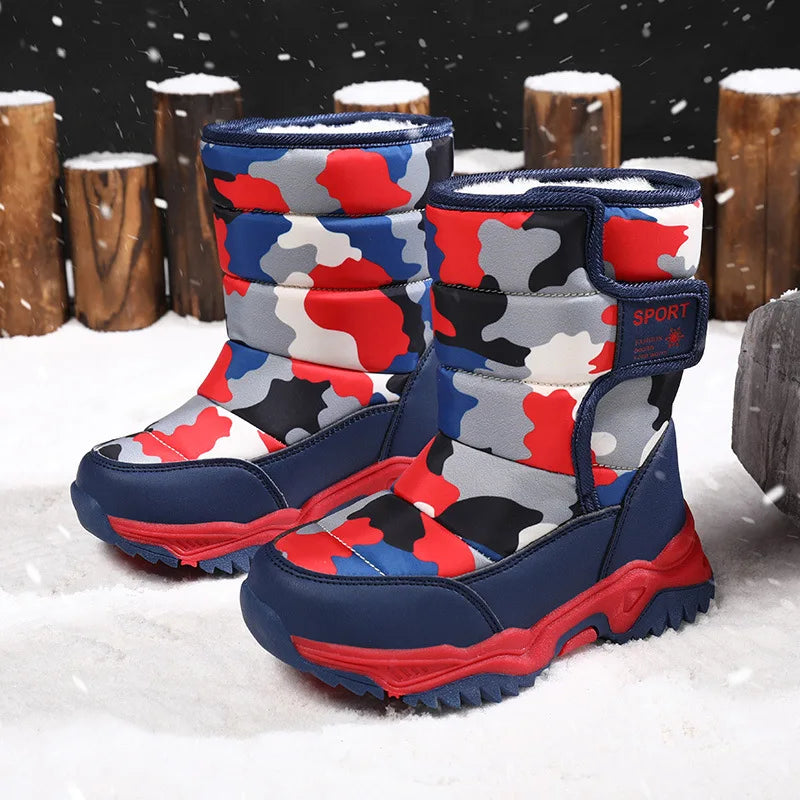 Kids Rubber Sole Outdoor Waterproof Long Snow Boots childrensterritory