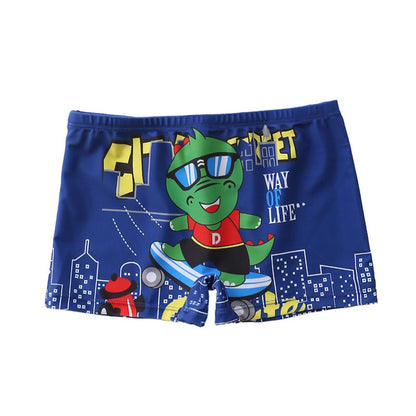 Kids Boys Cartoon Print 3pcs Surfing Beachwear With Cap childrensterritory