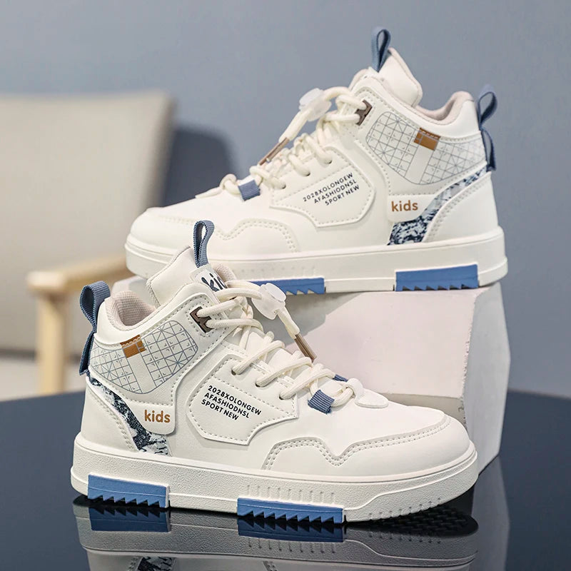 Kids White Casual School Tennis Sports Sneakers