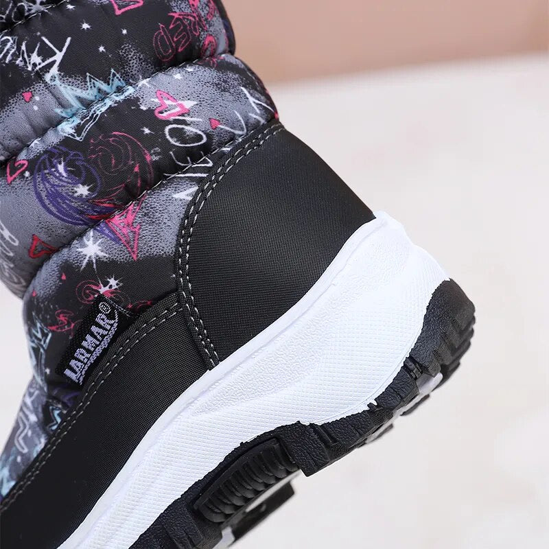 Kids Boys and Girls High Barrel Plus Fleece Winter Snow Boots childrensterritory